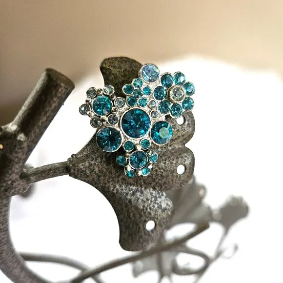 Pilgrim Blue Floral Crystal Brooch - Picture 6 of 6